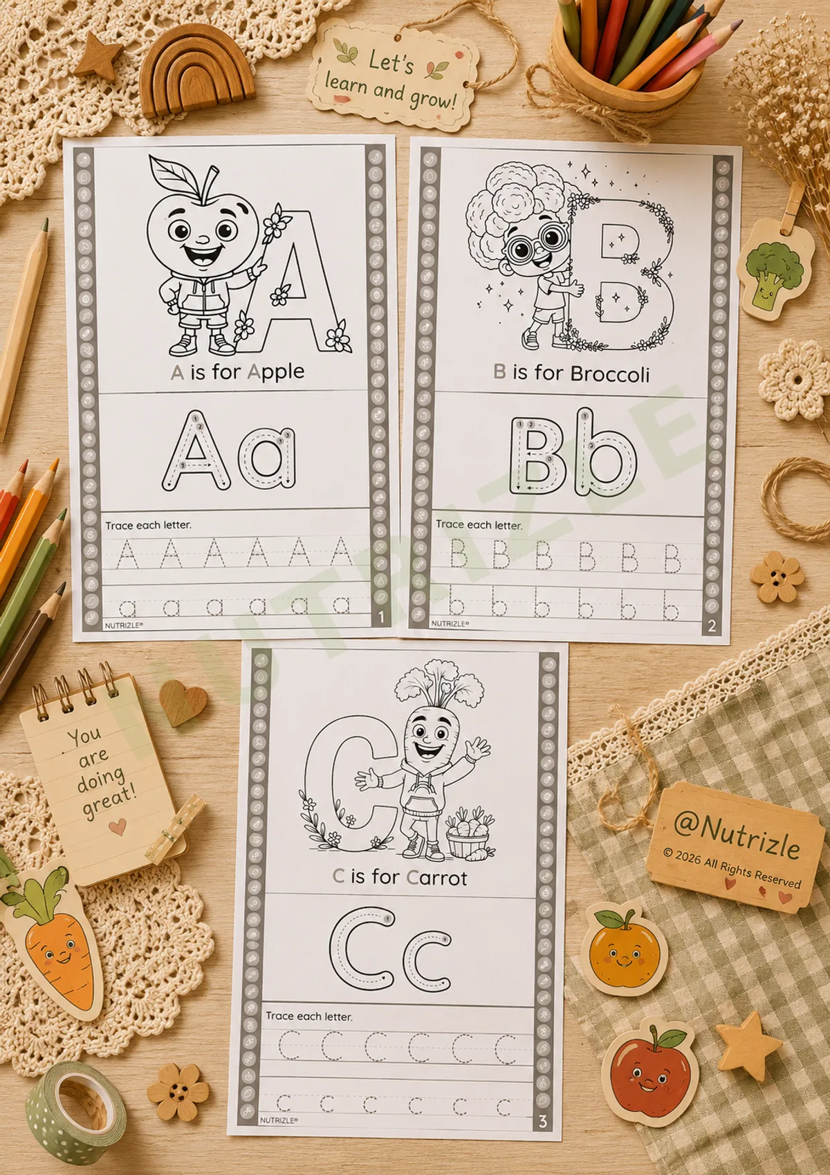 Preview page 2 of Alphabet Tracing Worksheets A–Z – Black & White Letter Art Edition | Preschool Printable