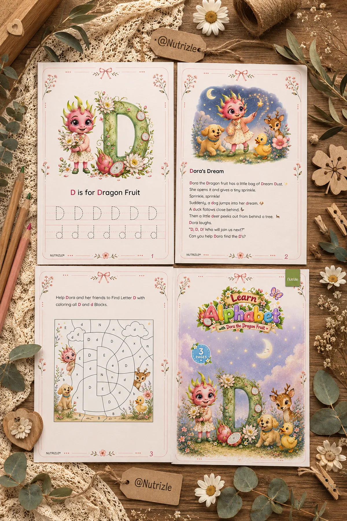 Preview page 1 of Letter D Tracing Worksheets – Dora's Dream | Preschool Printable