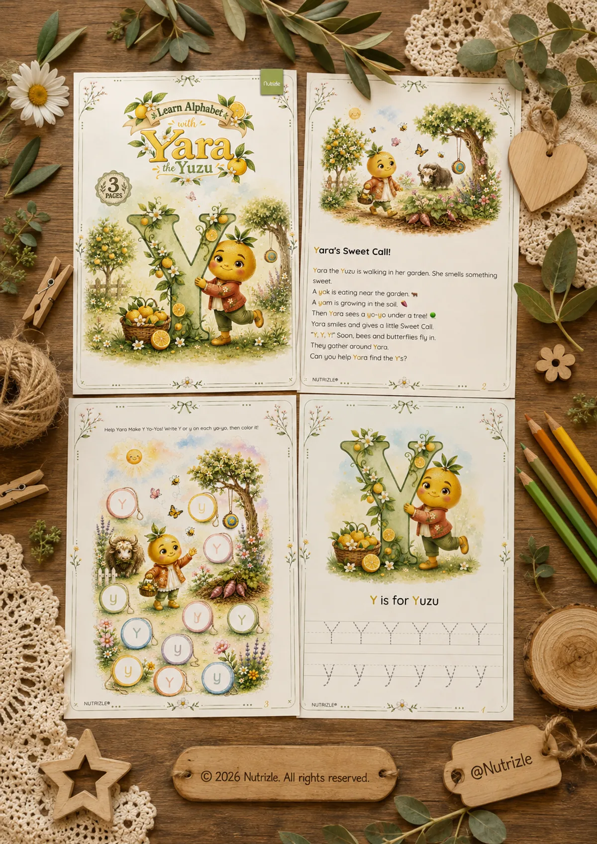Preview page 1 of Letter Y Tracing Worksheets – Yara's Sweet Call | Preschool Printable