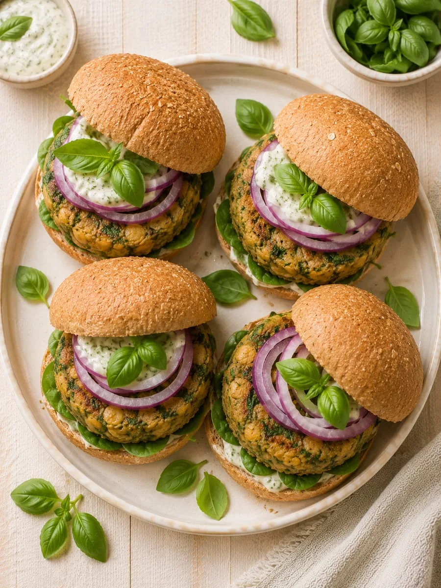 Chickpea Pesto Burgers