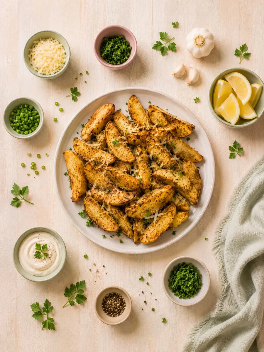 Crispy Baked Potato Wedges with Parmesan