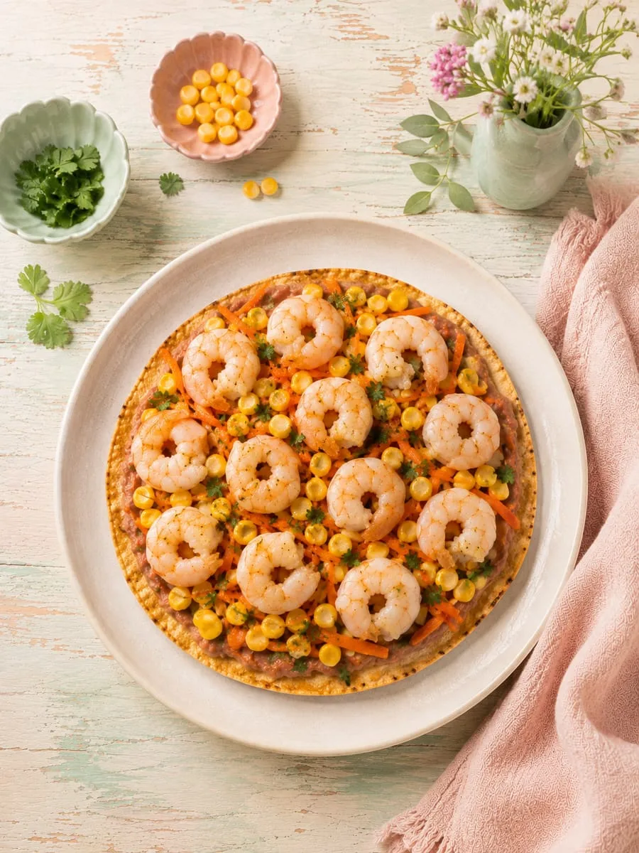 Fresh Shrimp Tostada Pizza