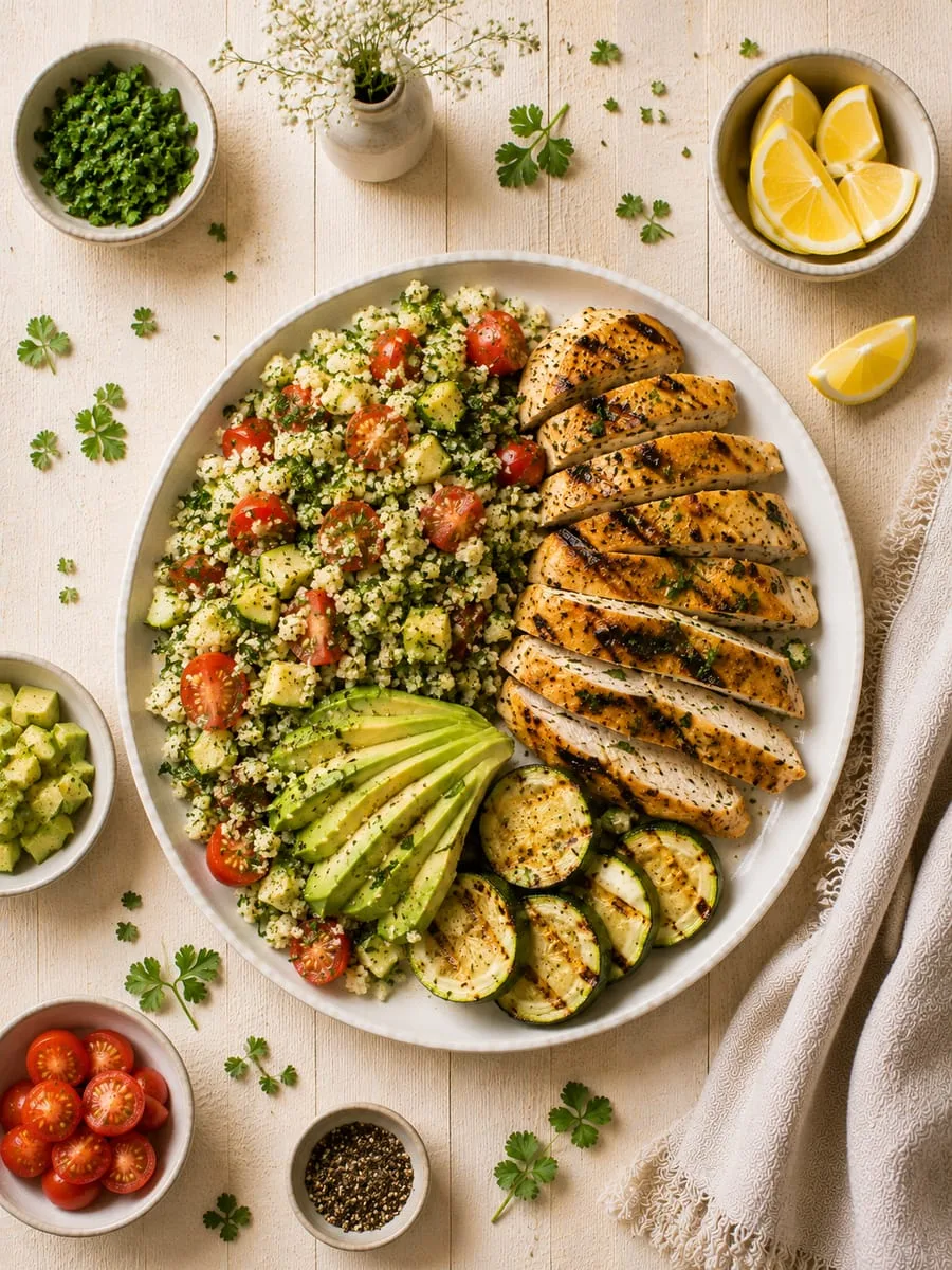 Grilled Chicken with Cauliflower Tabbouleh