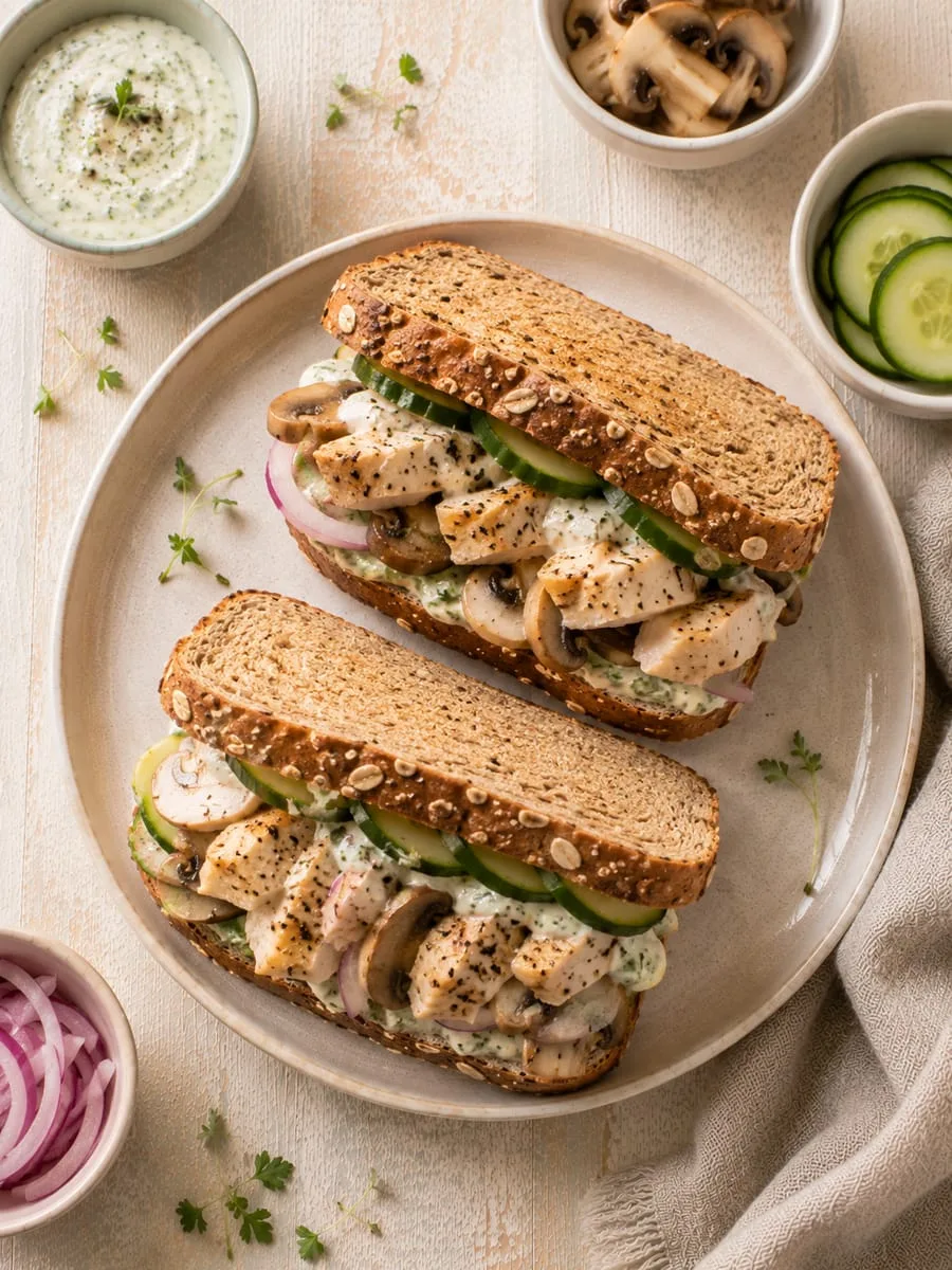 Healthy Chicken Sandwich With Light Herb Sauce