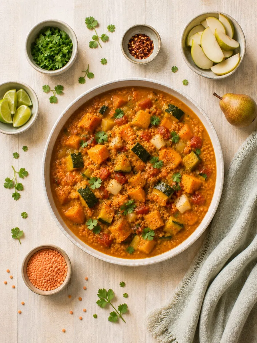 Healthy Curried Squash and Red Lentil Soup