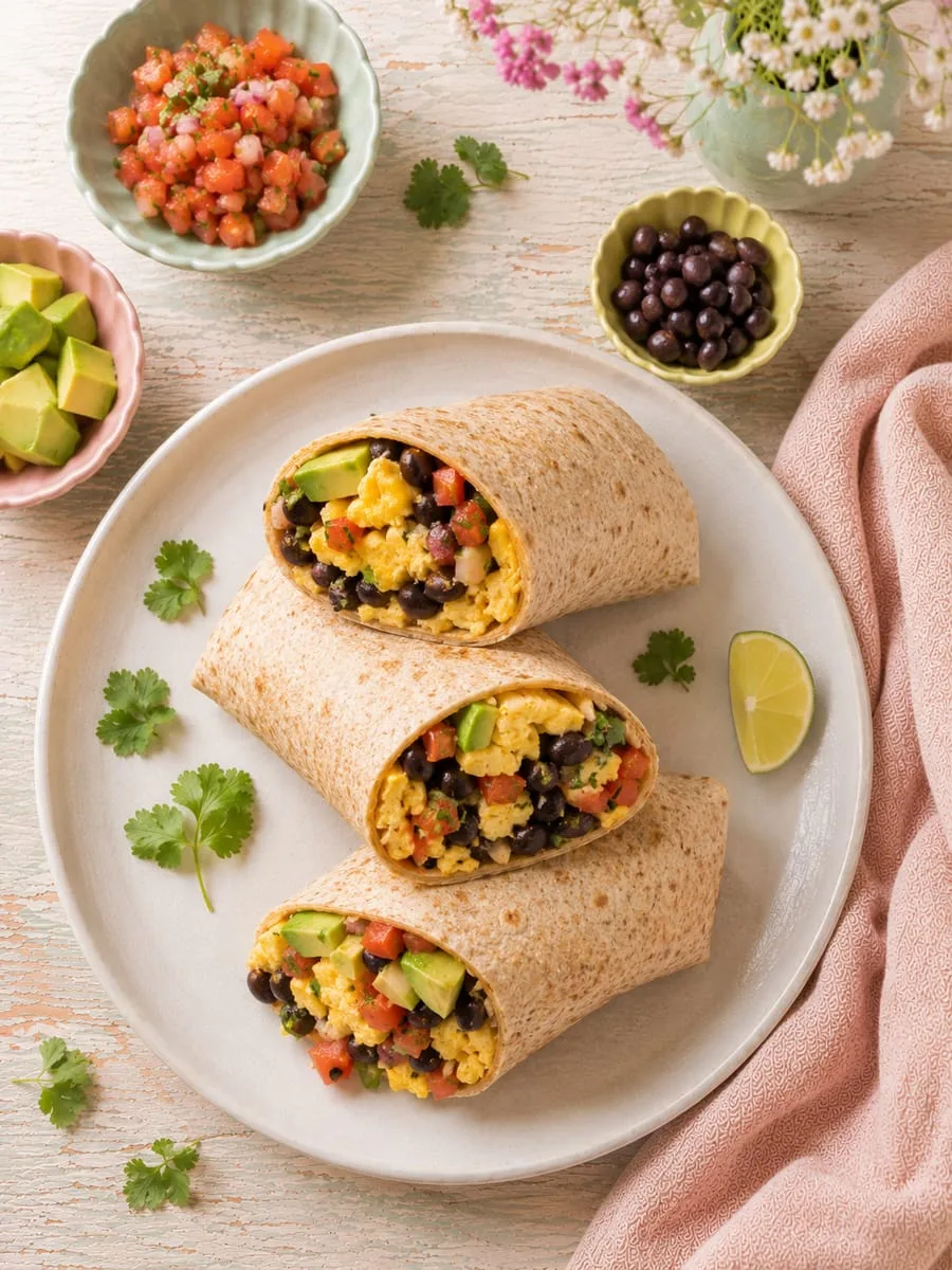 Healthy Veggie and Egg Breakfast Burritos